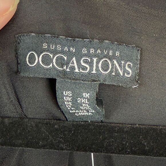 Susan Graver Occasions Top Women 1X Multicolor Foil Printed Tie Sleeves Glam NWT - Picture 6 of 10